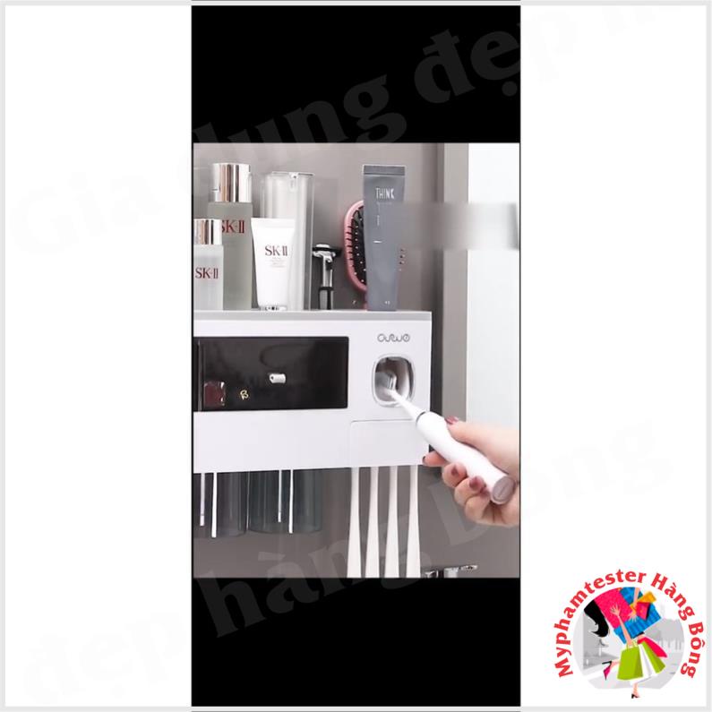 kệ để đồ phòng tắm,kệ cắm chải nhả kem tự động kèm 3 cốc hút tính từ 1909
