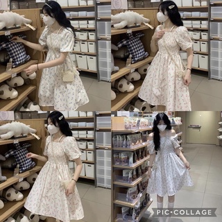 |🚛freeship| đầm váy hoa tulip nhí chun ngực rớt vai mặc được 2 kiểu