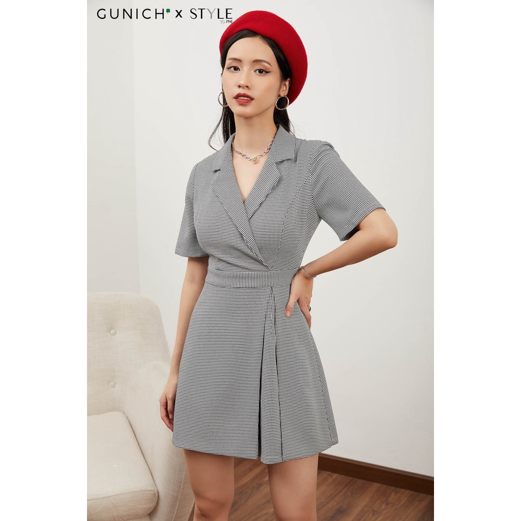 Đầm cổ Vest nanh sói Thanh lịch, chất Cotton cao cấp GUNICH