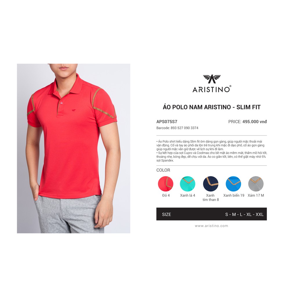 (Mã KHOB2210 giảm 20k) Áo polo nam Aristino APS075S7 SLIM | BigBuy360 - bigbuy360.vn