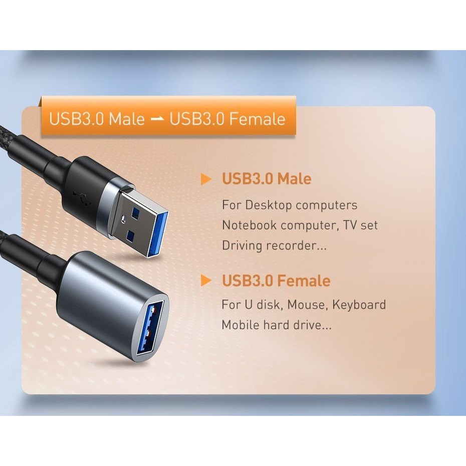 Cáp nối dài cổng USB3.0 Baseus Cafule 1m