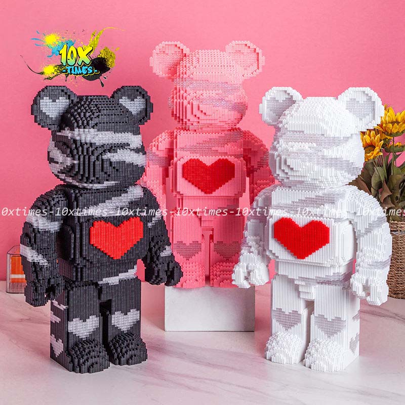 (55cm sẵn) mô hình lắp ráp gấu Bearbrick Jinx, Boom, Love, Monter, sưu tầm có đèn làm quà tặng, decor phòng