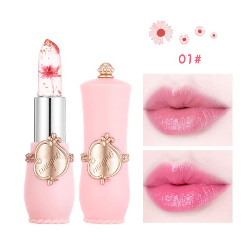 1Pc Crystal Jelly Lip Balm Son môi Nhiệt độ màu hoa Thay đổi màu son Son dưỡng bóng Son dưỡng ẩm lâu dài trong suốt