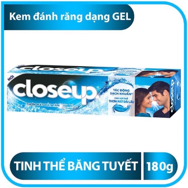 Kem Đánh Răng Closeup Bạc Hà The Mát/Tinh Thể Băng Tuyết 180g