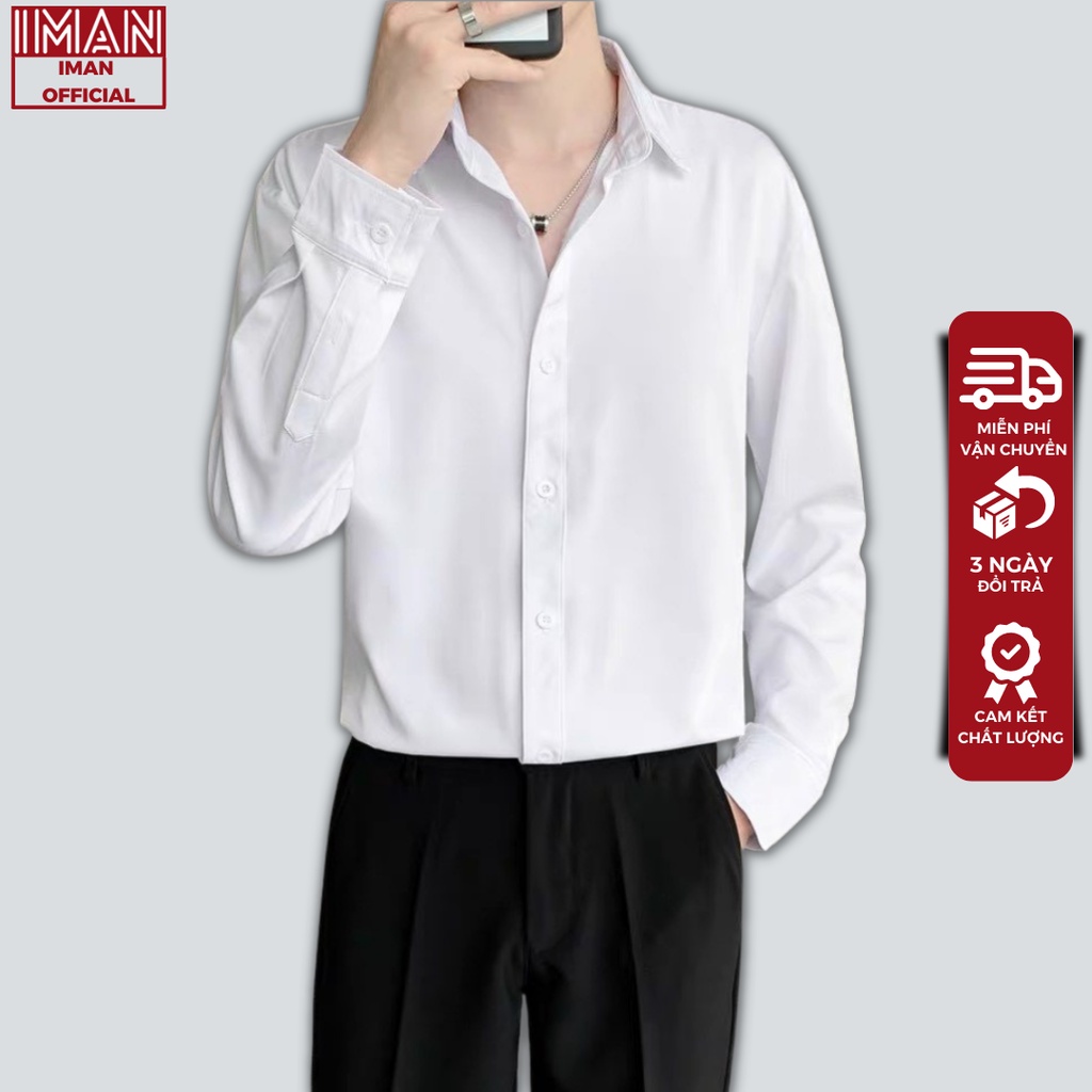 Áo sơ mi Nam nữ trơn trắng đen basic, Áo sơ mi dài tay nam nữ vải lụa mềm mịn phong cách Unisex Hàn Quốc 2022