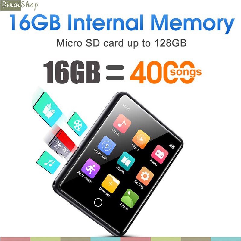 [Mã ELHACE giảm 4% đơn 300K] Ruizu M17 16GB - Máy Nghe Nhạc Full, Bluetooth 5.0, Cảm Ứng, Âm Thanh HiFi