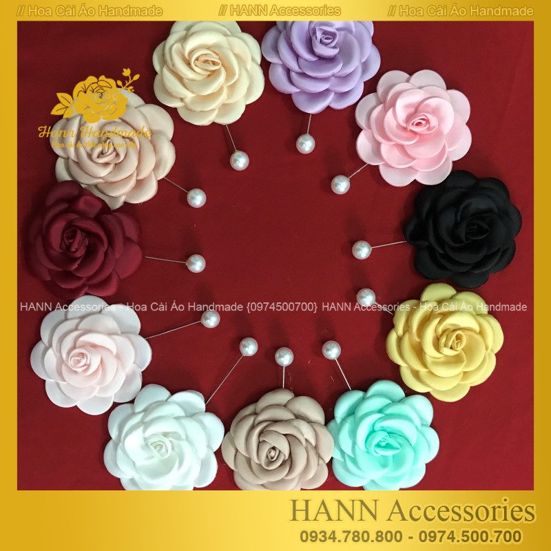 Hoa cài áo handmade chất liệu vải cao cấp, phụ kiện thời trang sang chảnh - Tag Hoa Cài Áo Váy Handmade