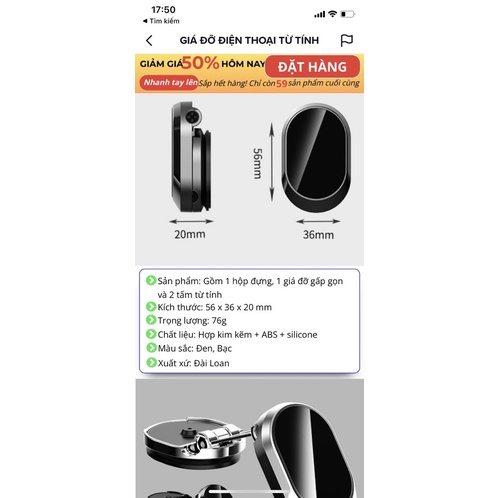 Giá Đỡ Điện Thoại MAGNETIC Hút Nam Châm Có Thể Gập Lại Cho Ô Tô Xe Con Xe Tải - giá đỡ điện thoại từ tính