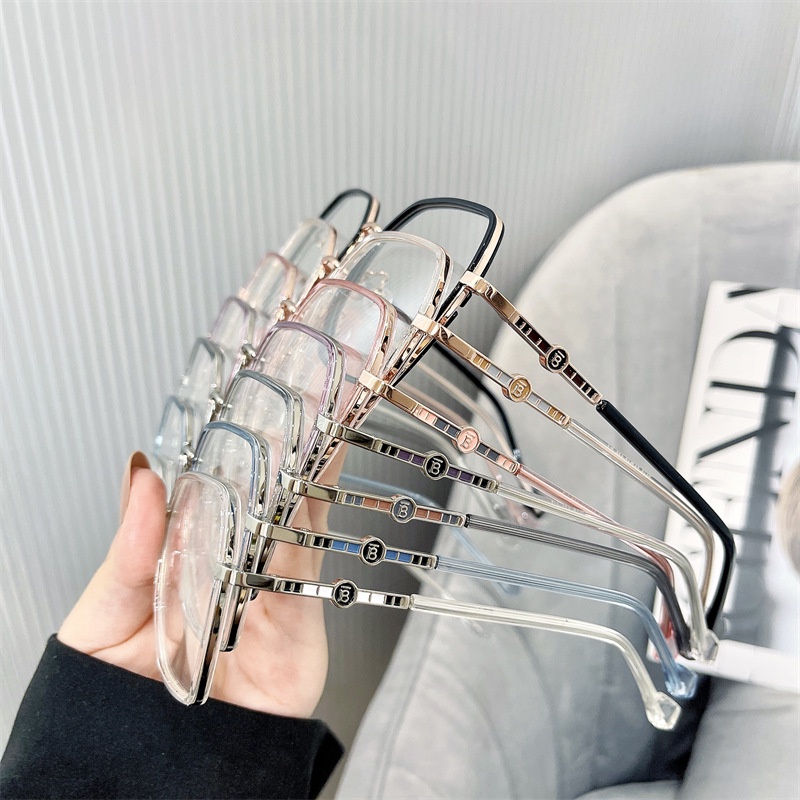 Mắt Kính Gọng Vuông Kim Loại Chống Ánh Sáng Xanh TR90 Thời Trang Hàn Quốc