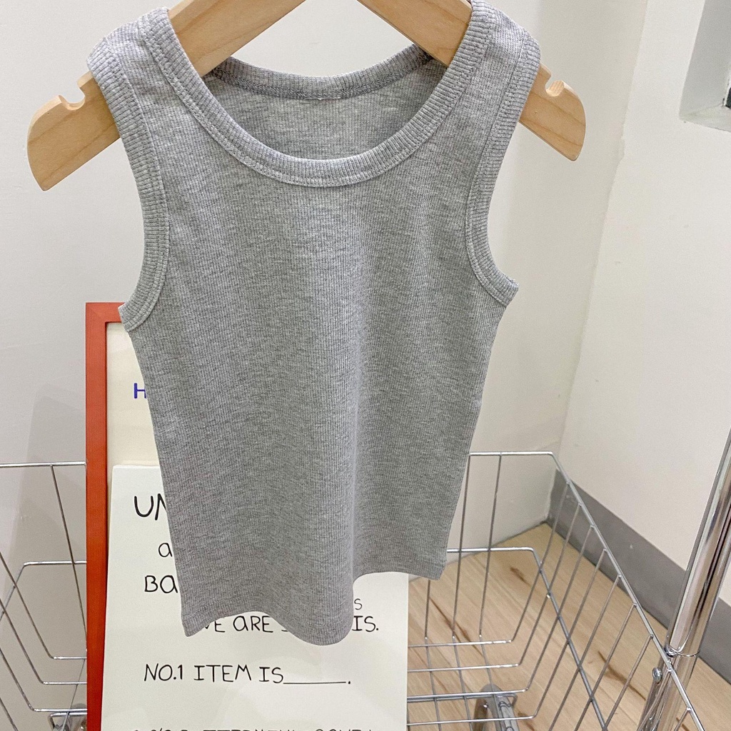 Áo ba lỗ basic chất thun gân co giãn cho bé