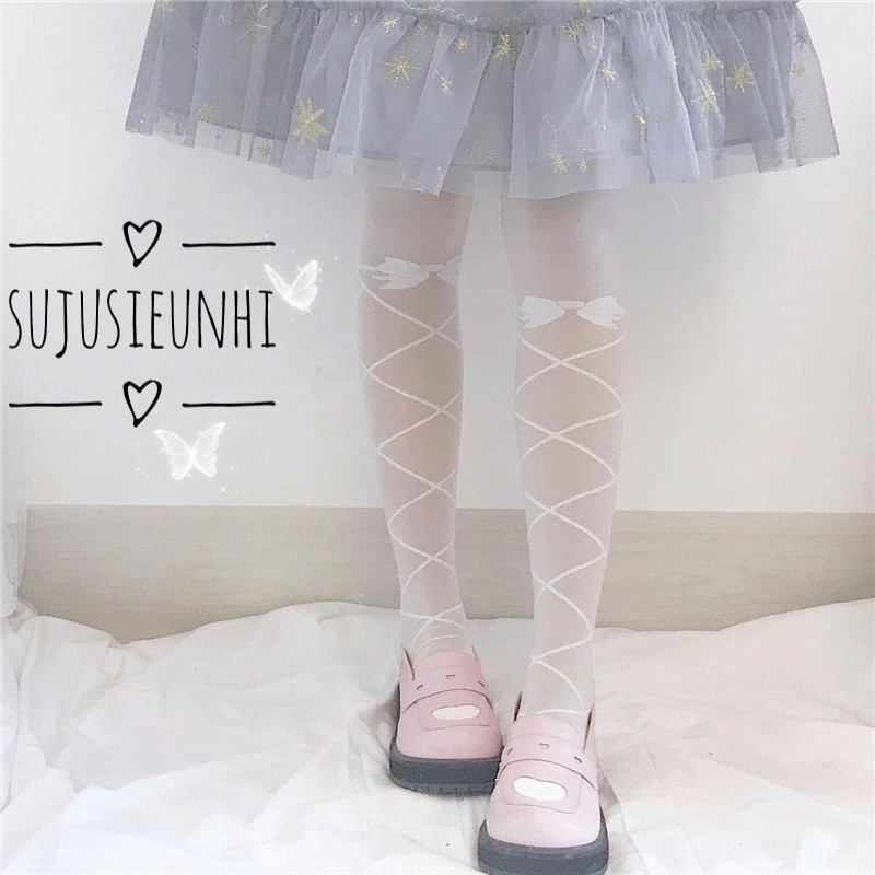 [Mã FAMARAL1 giảm 10K đơn 50K]Quần tất Lolita hoạ tiết đan chéo
