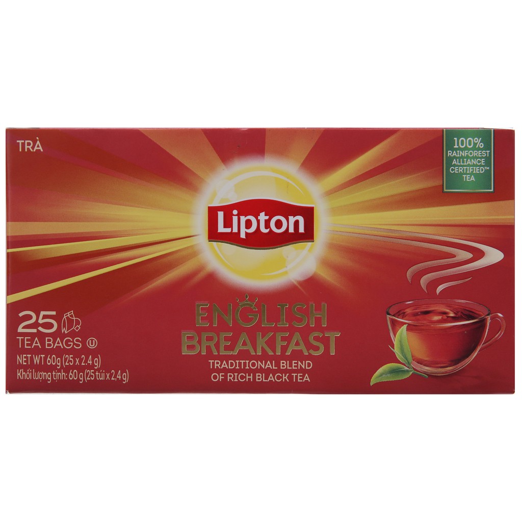 Trà đen Lipton English Breakfast hộp 60g-2.4g x 25 túi