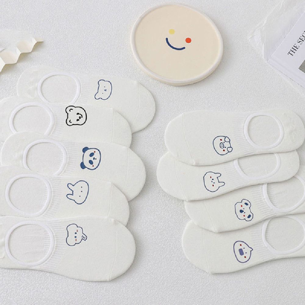 Vớ cotton cổ thấp thoáng khí thấm hút mồ hôi chống trượt in họa tiết hoạt hình cho nữ