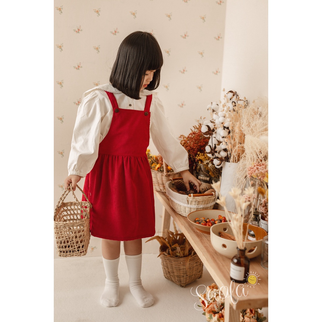 Chân Váy Yếm Bé Gái Chất Liệu Vải Nhung Cao Cấp Phong Cách Hàn Quốc Dễ Thương -JAXINE PINAFORE - SCD001 - SAOLA CLOTHING