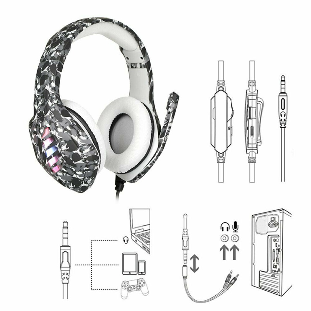 Tai Nghe Chụp Tai J1 Jack 3.5mm Có Micro Và Đèn Led Chuyên Dụng Cho Game Thủ Ps4 Slim / Pro Hengmatime | BigBuy360 - bigbuy360.vn