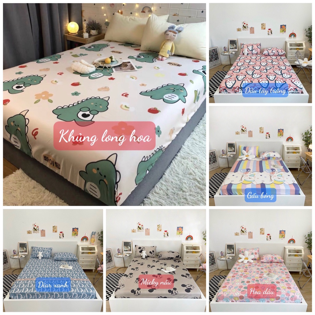 Bộ Ga Gối Cotton Poly Nhập Khẩu,Đủ kích thước,có chọn mẫu-mẫu doremon đàn