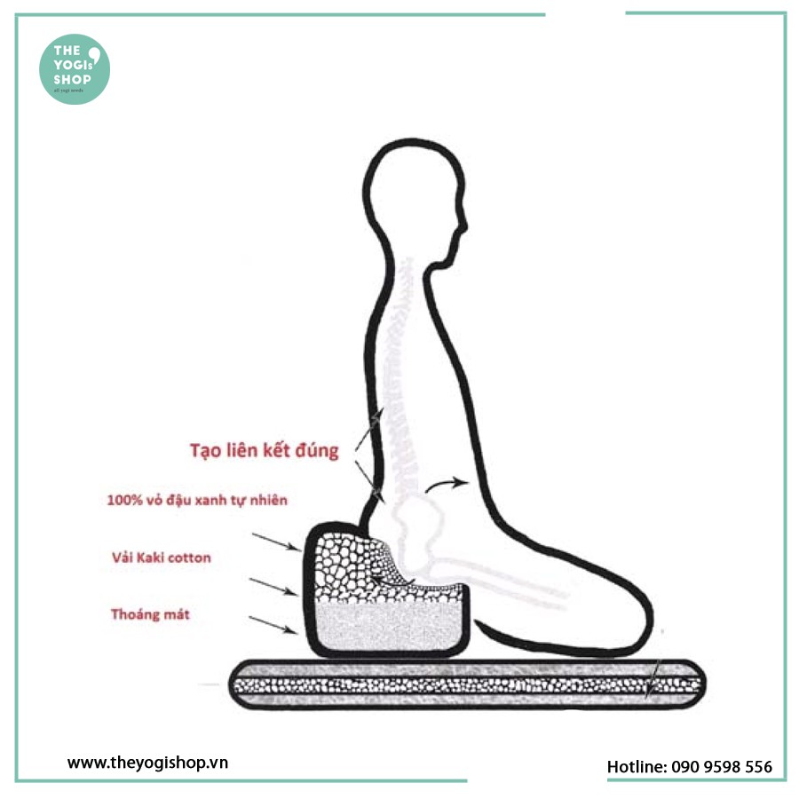 Bồ Đoàn (Đệm) Ngồi thiền Vỏ Đậu Xanh The Yogis' Shop - Kích thước: đường kính 25cm, cao 8cm