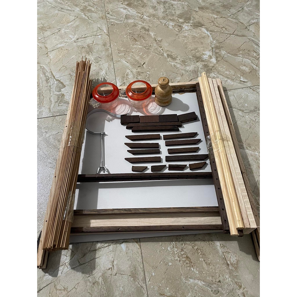 Khung lồng chim chào mào Minibica thái đấu vuông đấu gỗ tần bì dễ lắp ráp siêu đẹp LC99