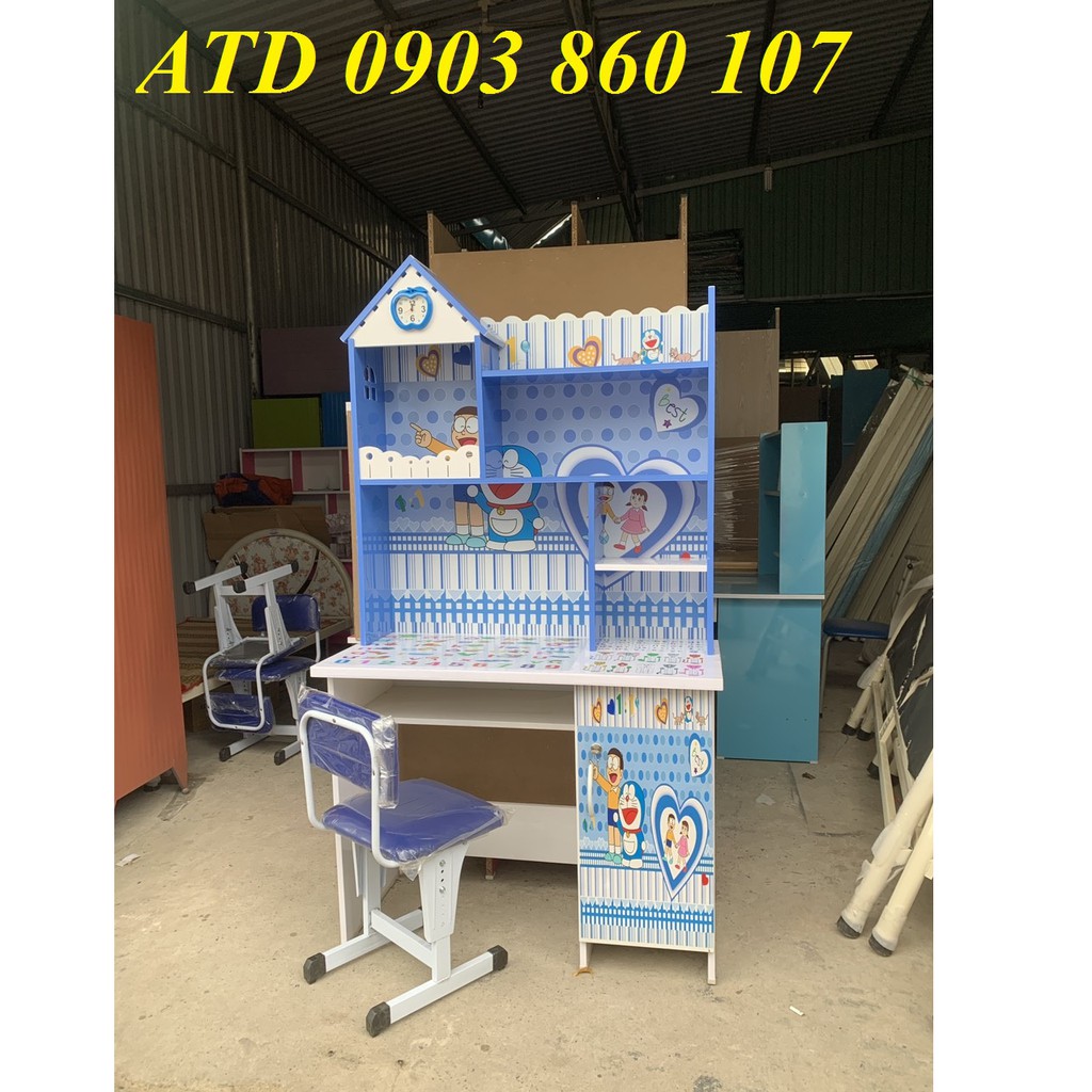 Bàn học sinh nhựa Đài Loan cao cấp in hình 3d siêu đẹp kitty doremon- BHSGR HCM