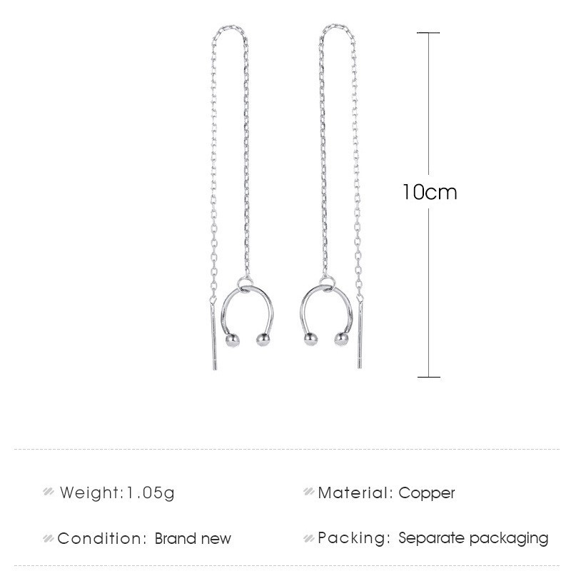 Bông Tai Dáng Dài Hình Chữ C Phong Cách Hàn Quốc