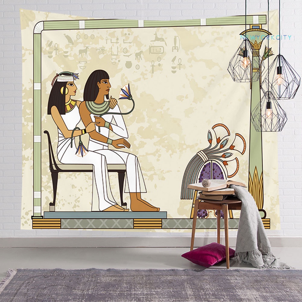 Thảm Treo Tường Trang Trí In Hình Pharaoh Ai Cập Kích Thước 95x73 / 130x150cm