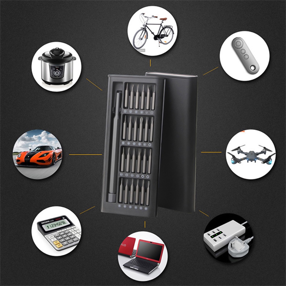 Set tua vít ZIQQUCU cỡ mini thiết kế 25 trong 1 dùng để sửa chữa điện tử/ mắt kính/ đồng hồ/ PC