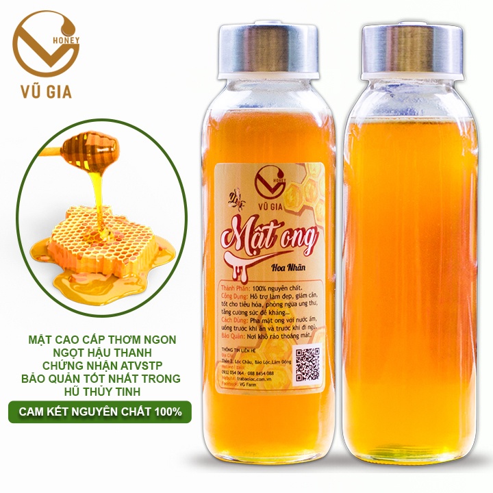 [Mã LTBAUAB14 giảm 7% đơn 99K] Mật Ong Hoa Nhãn Nguyên Chất Vũ Gia (420g/hũ) - Tăng cường sức đề kháng