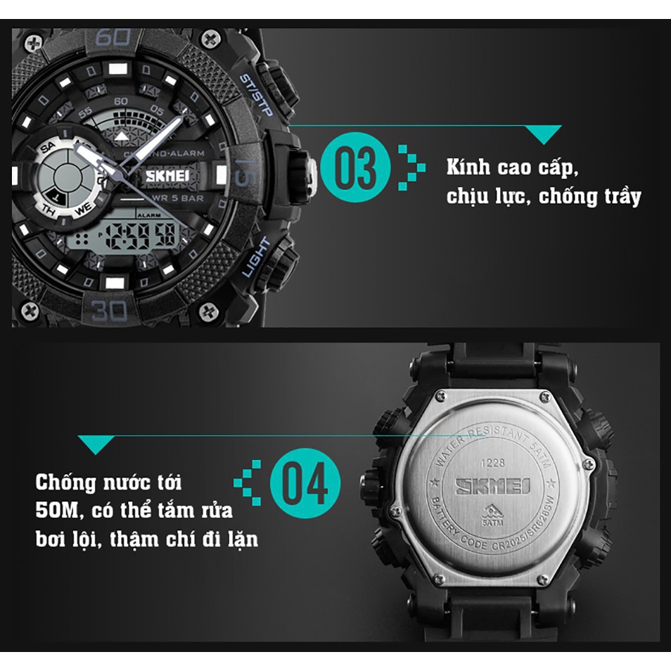 [+Quà Tặng] Đồng hồ nam thể thao SKMEI 2 máy độc lập, đa chức năng, chống sốc, chống nước-Duong.watches | BigBuy360 - bigbuy360.vn