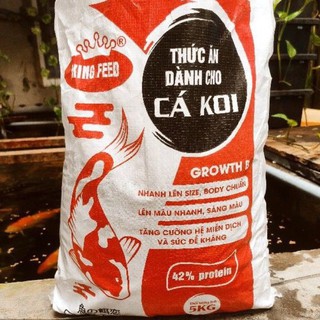 Cám Cá Koi KingFeed 3li siêu phẩm Growth B- Độ đạm 42% - Bao 5kg - size S - kích cỡ hạt 3li