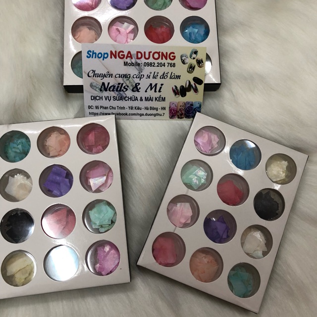 Xà cừ set siêu mỏng 12 màu trang trí móng nail