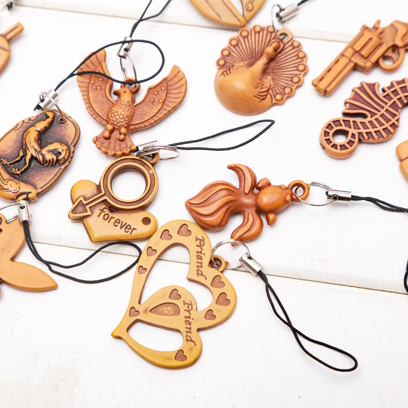 Móc Chìa Khóa Gỗ Vintage - Móc Khóa Bằng Gỗ Điêu Khắc Size 3,5-4cm DUASHOP.