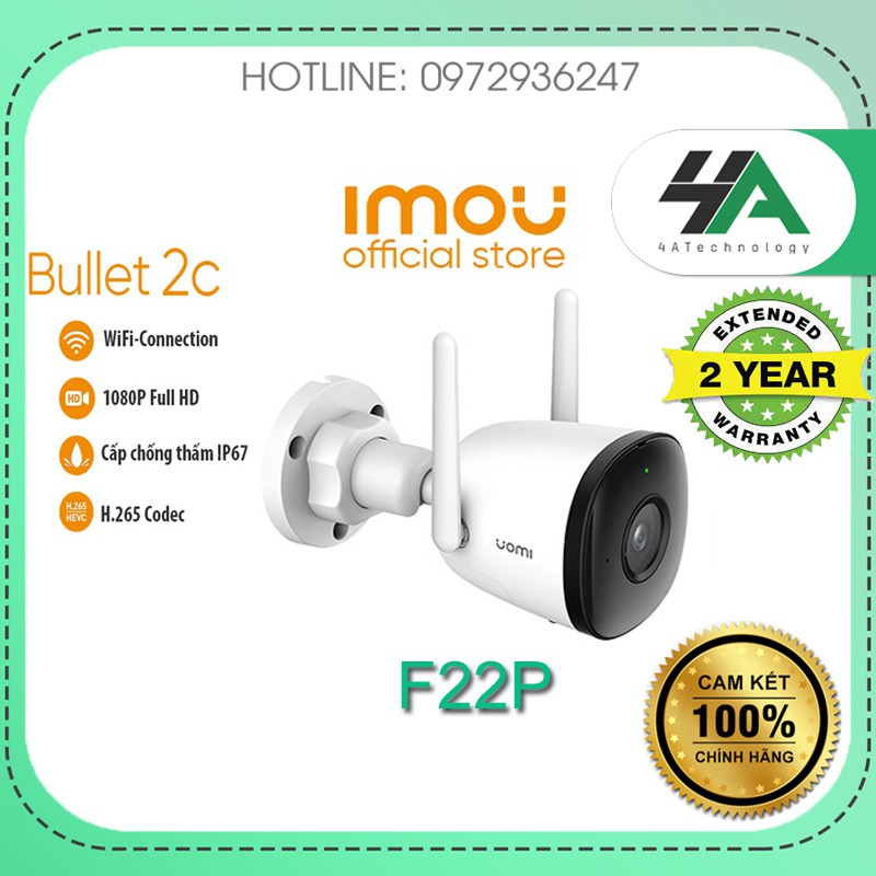 Camera Wifi thân trụ IMOU IPC F42P F22P 2MP 4MP 2K 1080P, ghi âm (chính hãng Dahua Việt Nam)