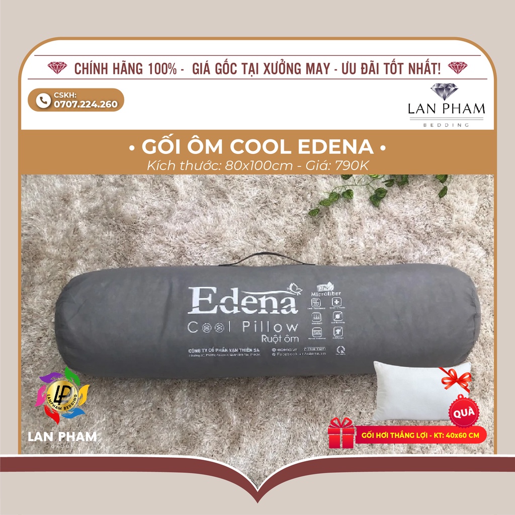 Ruột Gối Ôm Cool EDENA 80x100cm - Hàng Chính Hãng, Cao Cấp