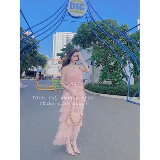 đầm maxi lưới tầng dự tiệc