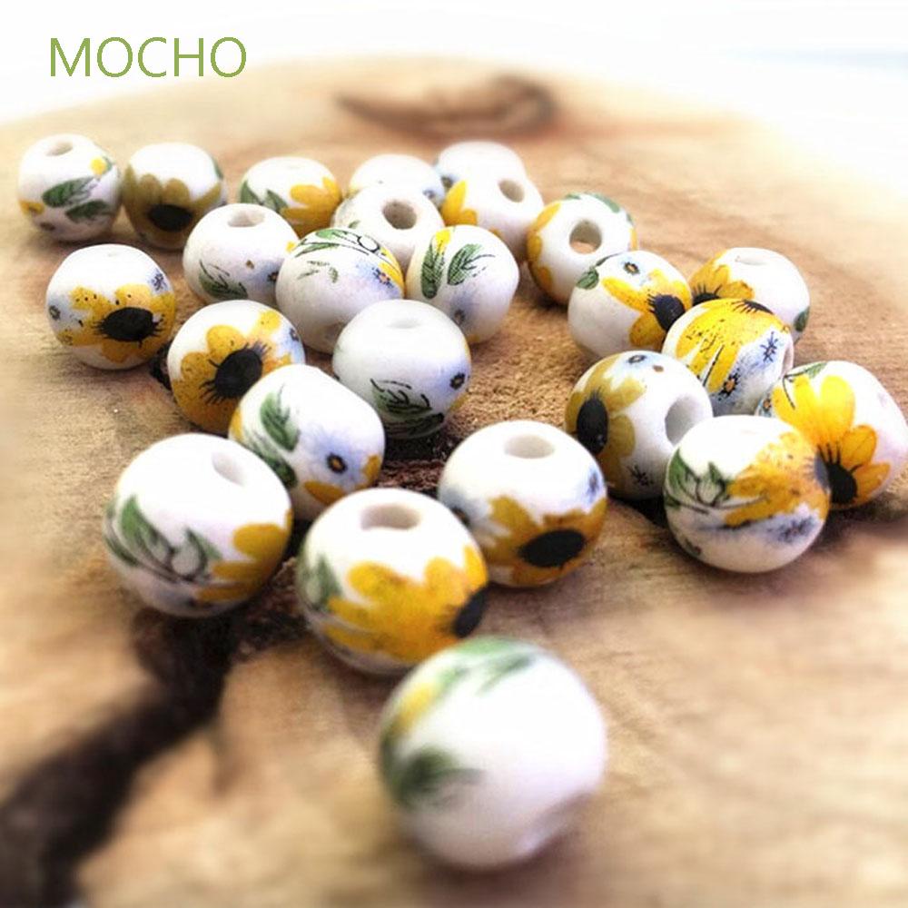 Set 10 Hạt Xâu Hình Hoa Hướng Dương Bằng Gốm Thời Trang 10mm Dành Cho Nữ