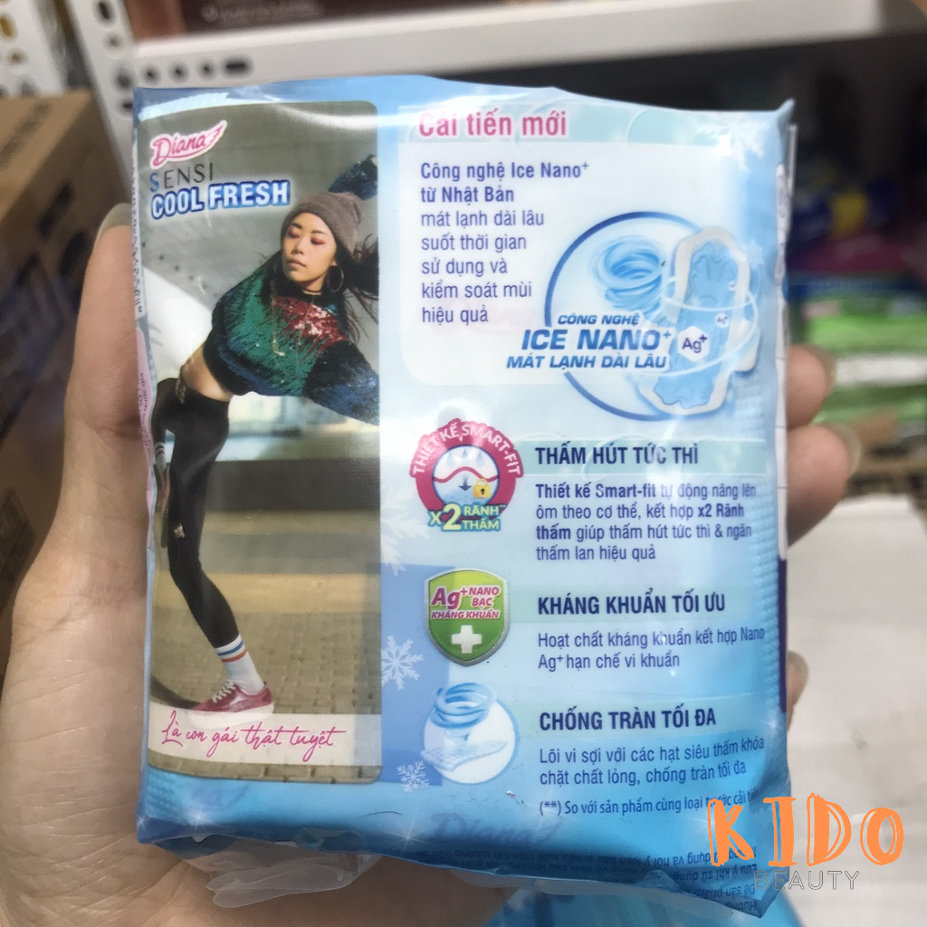 Băng vệ sinh ban ngày Diana siêu mỏng cánh Sensi Cool Fresh | Siêu Thấm 23cm - BVS Diana