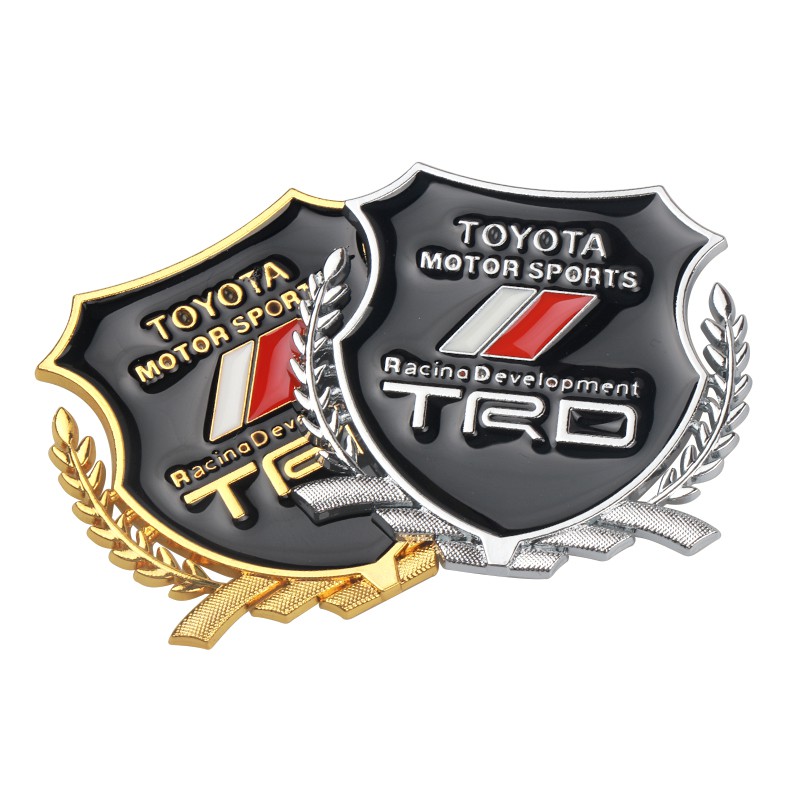 Set 2 logo Kim Loại 3D Dán Xe Toyota TRD