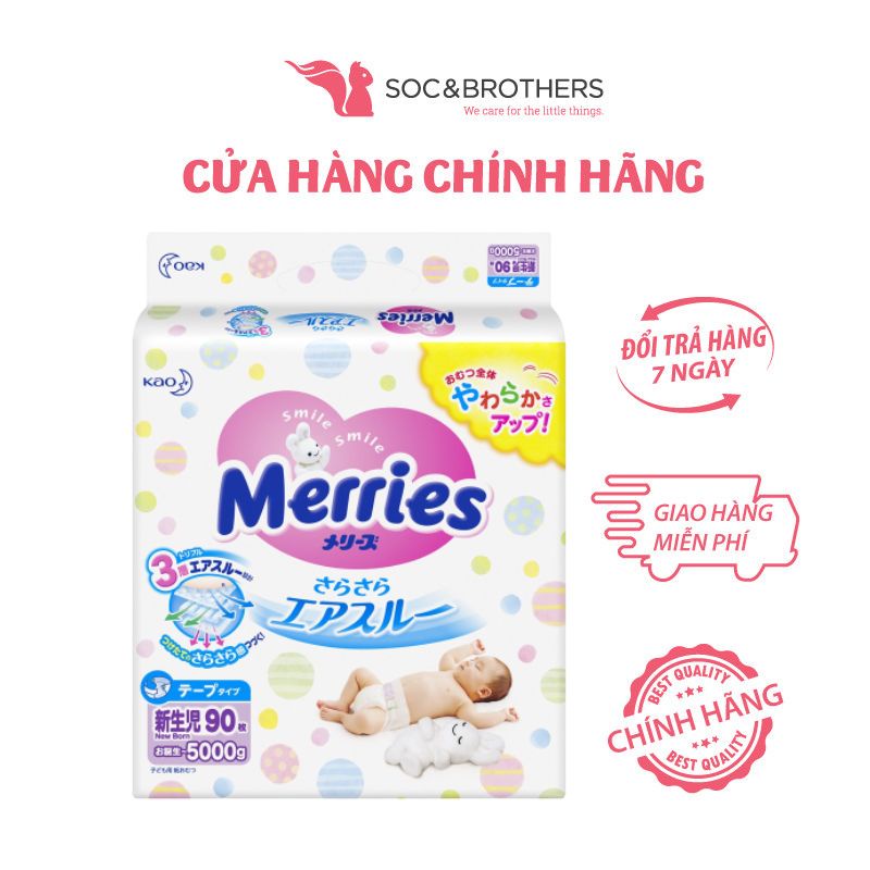 Bỉm Merries dán SS 90 (size newborn 90 miếng)