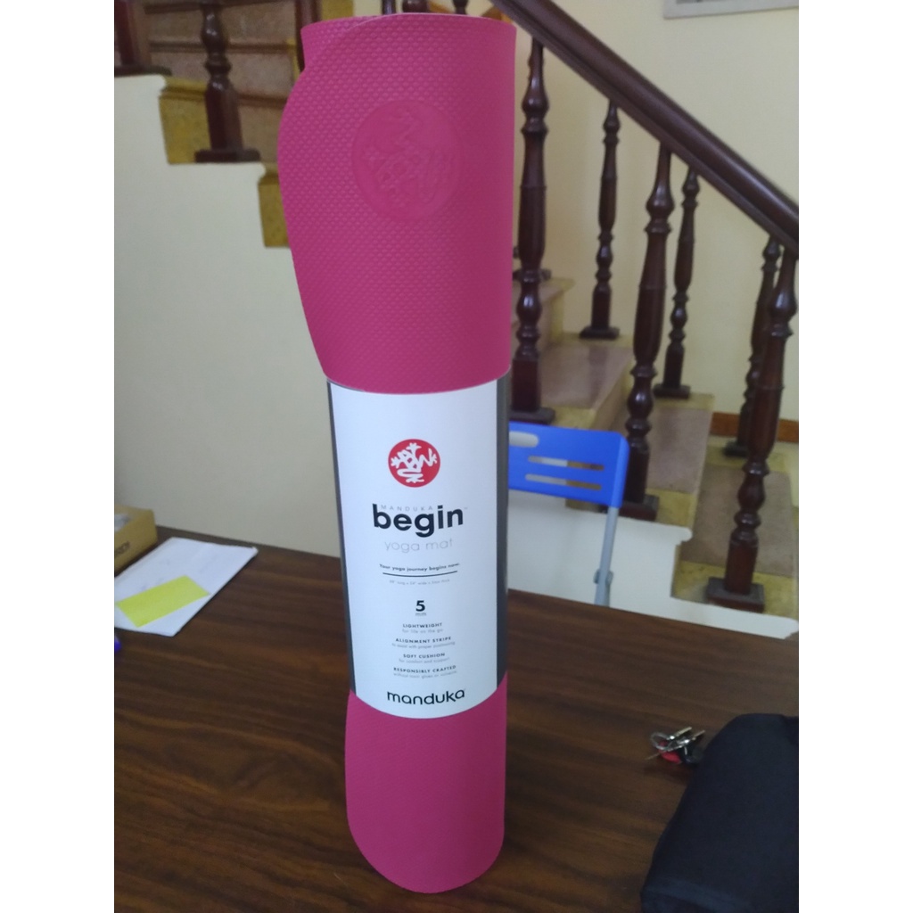 Thảm Yoga TPE Cao Cấp, Manduka Begin, Dày 5mm, Định Tuyến, Nhẹ, Độ Bám Cao, Dùng Được Cả 2 Mặt, Manduka Mỹ