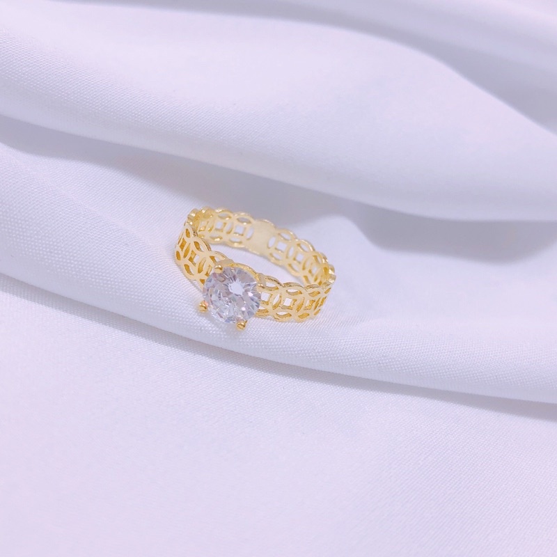 Nhẫn kim tiền bạc mặt 4 chấu - LINH'S MIU SILVER - Nhẫn nữ bạc ta