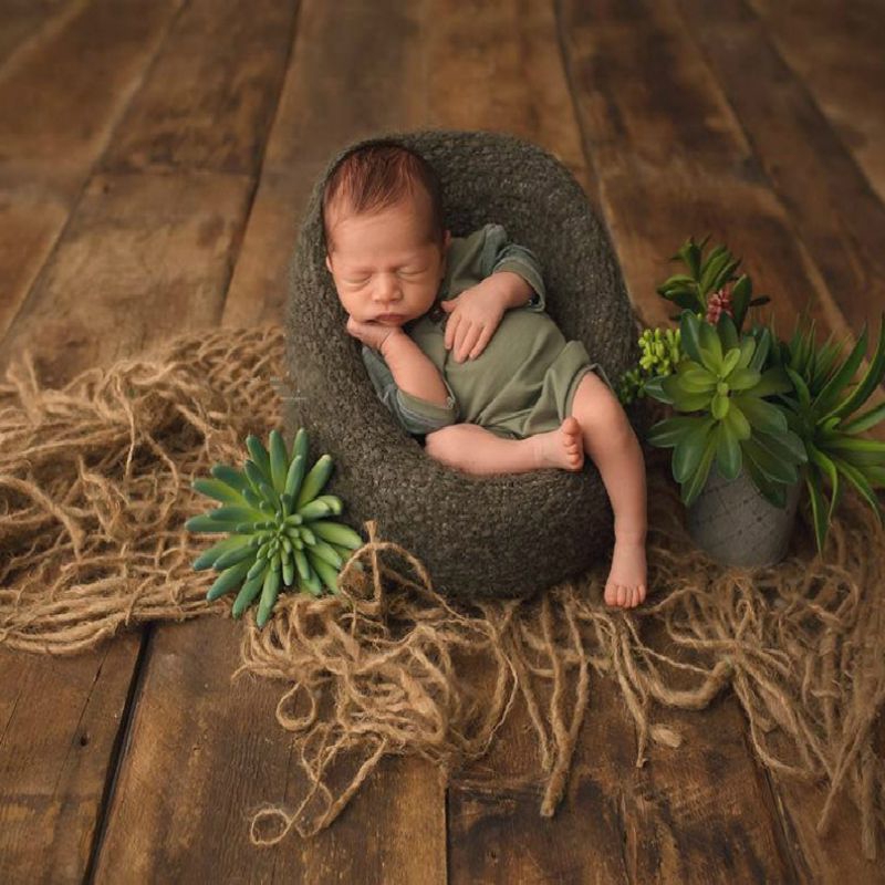 OMG★Newborn Handcraft Jute Backdrop Blanket Photography Prop Chunky Burlap Layer Net Studio Props