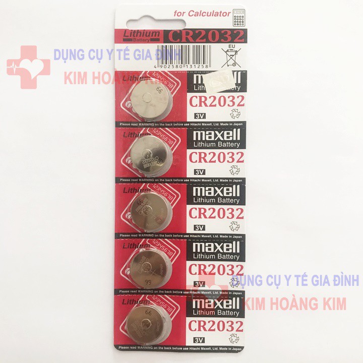 Vỉ 5 viên pin máy đo đường huyết Maxell CR2032 (Made in Japan)