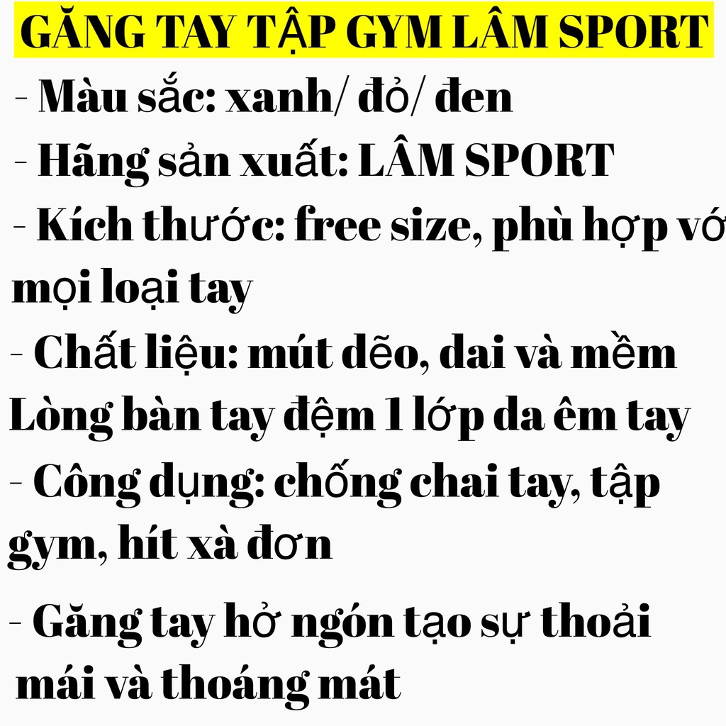 Găng tay tập gym cụt ngón LâmSport thoáng mát, bao tay hở ngón cho cả nam và nữ