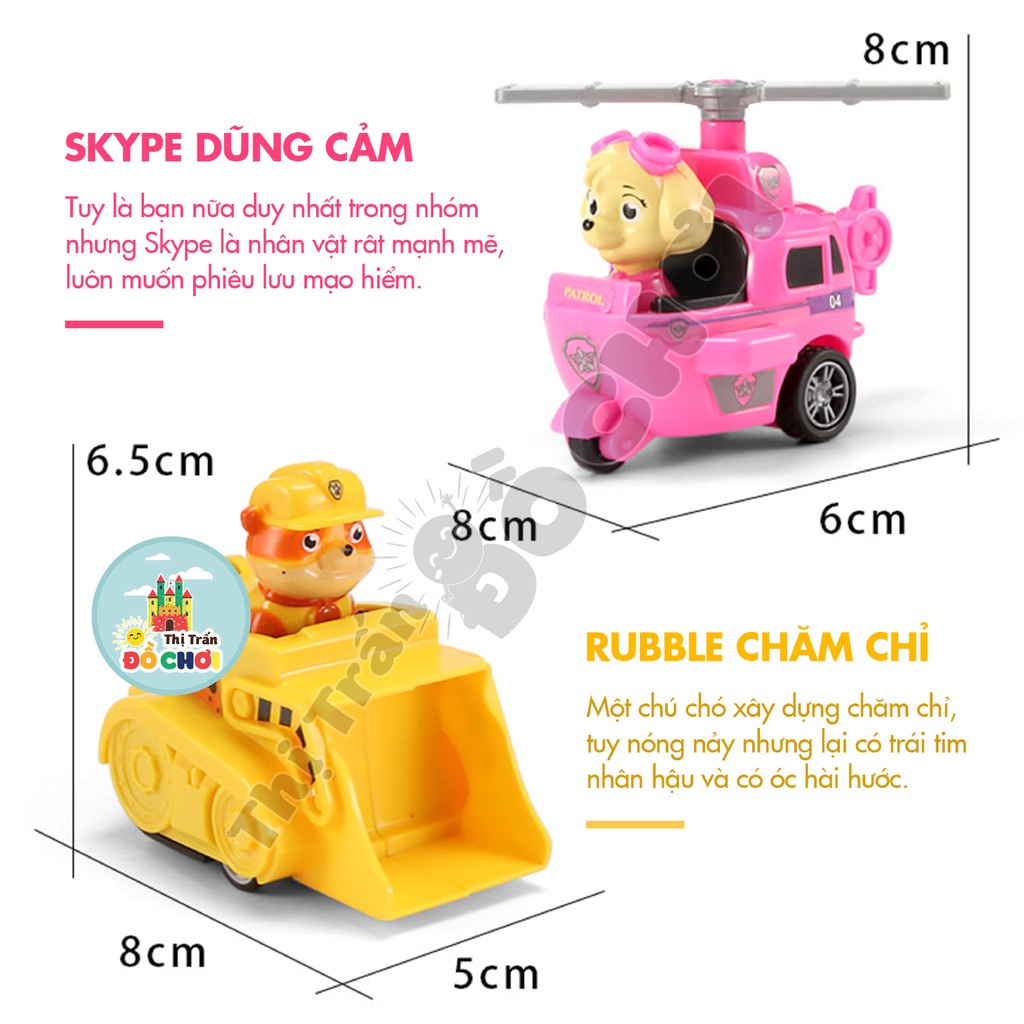 Bộ đồ chơi biệt đội chú chó cứu hộ Paw Patrol cho bé bằng nhựa chạy trớn A8 A9 A11 mô hình 6 con 7 con 8 con 9 con đồ ch