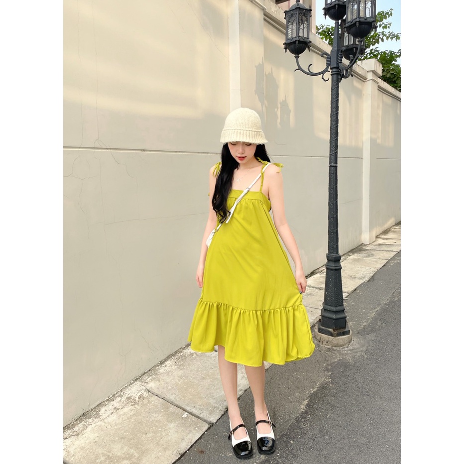 Váy, đầm 2 dây voan chất lụa mềm mát 4 màu SS0301