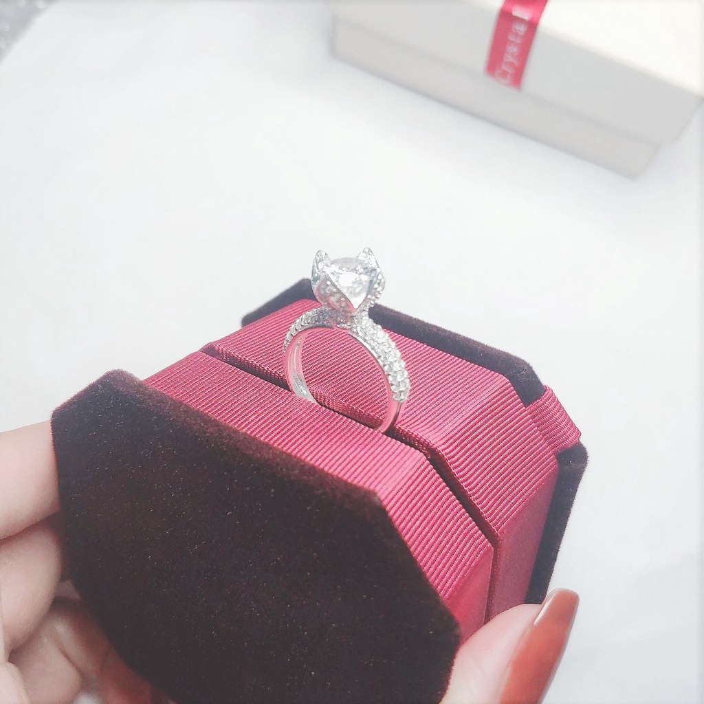 Nhẫn bạc nữ hình bông sen đính đá li to, chất liệu bạc ta cao cấp - Trang sức bạc Evasilver