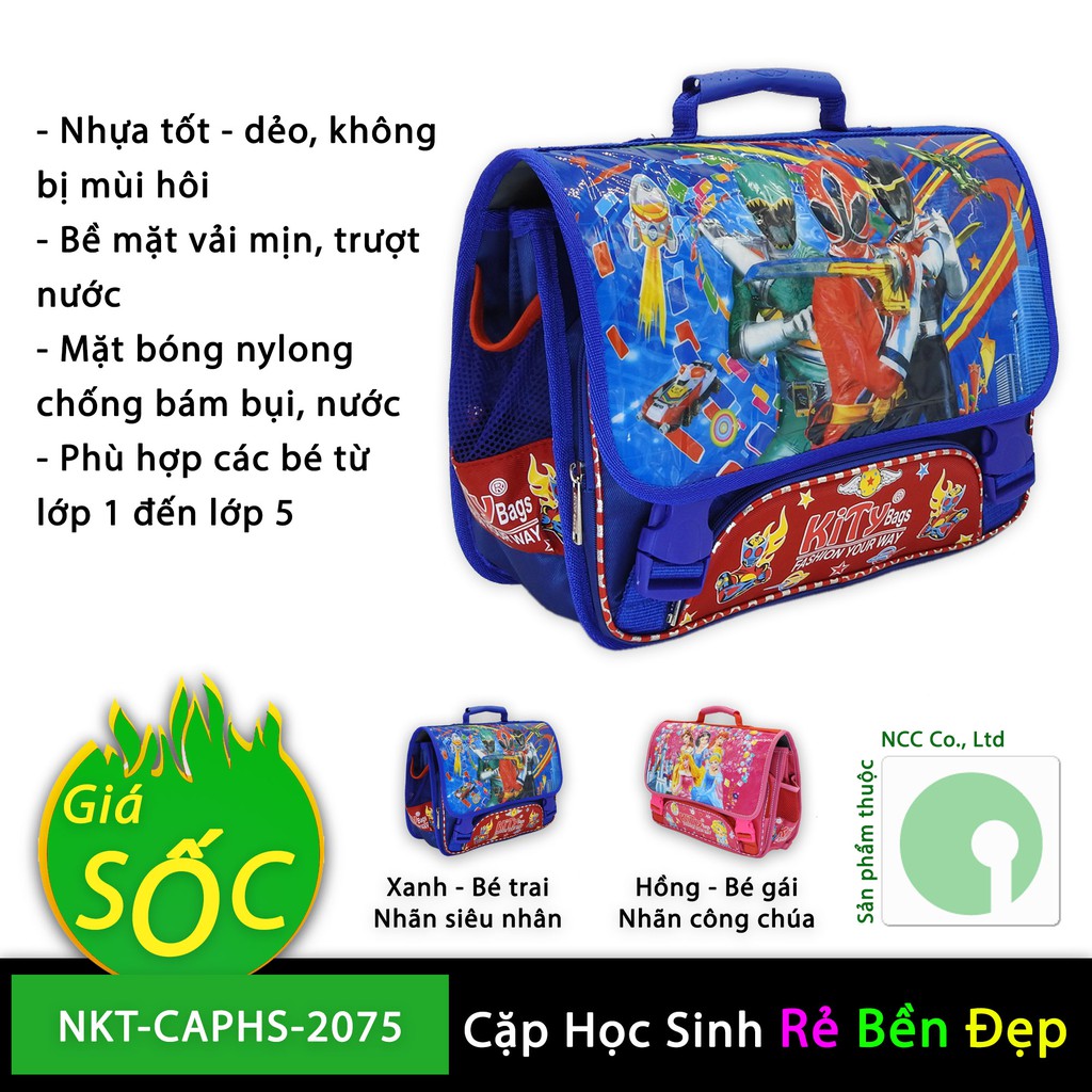 Cặp táp túi đeo học sinh tiểu học trường lớp cấp 1 giá rẻ với nhiều ngăn tiện dụng - NKT-CAPHS