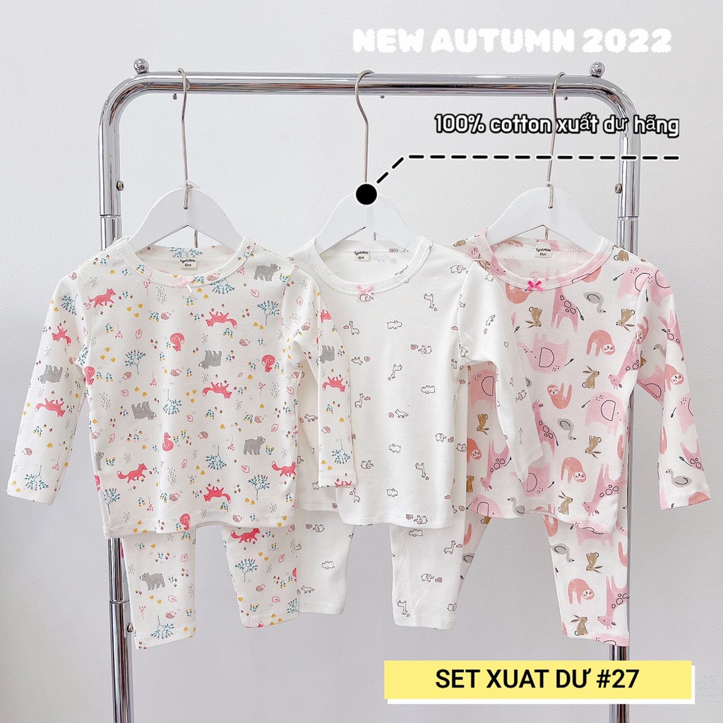 Bộ dài tay thu đông 3 bộ cho bé trai, gái| Vải xuất nhật siêu xịn sò, chất cotton mềm mượt