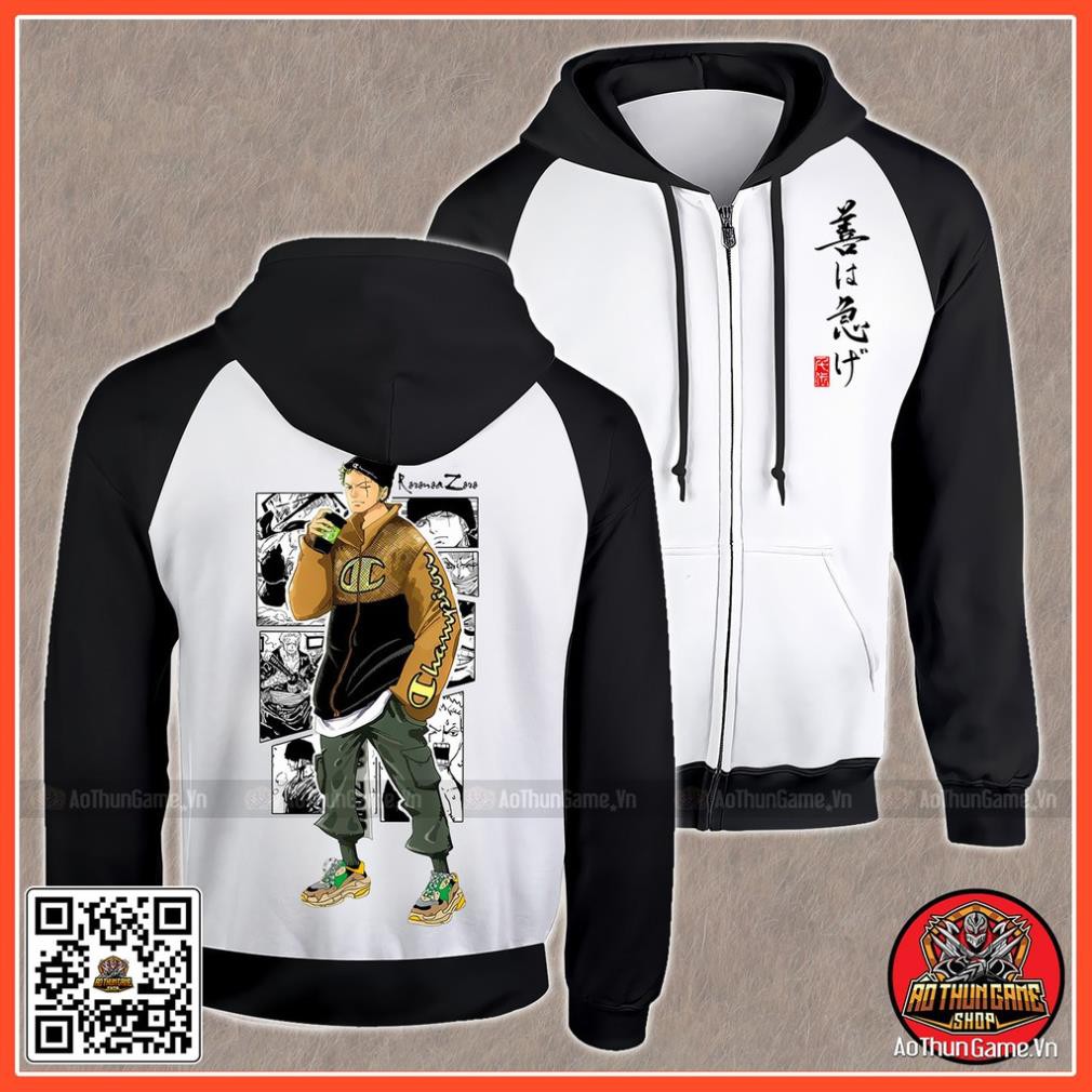 HOT- Áo khoác One Piece Zoro K06, Áo khoác hoodie Anime Manga One Piece Roronoa Zoro Unisex Nam Nữ