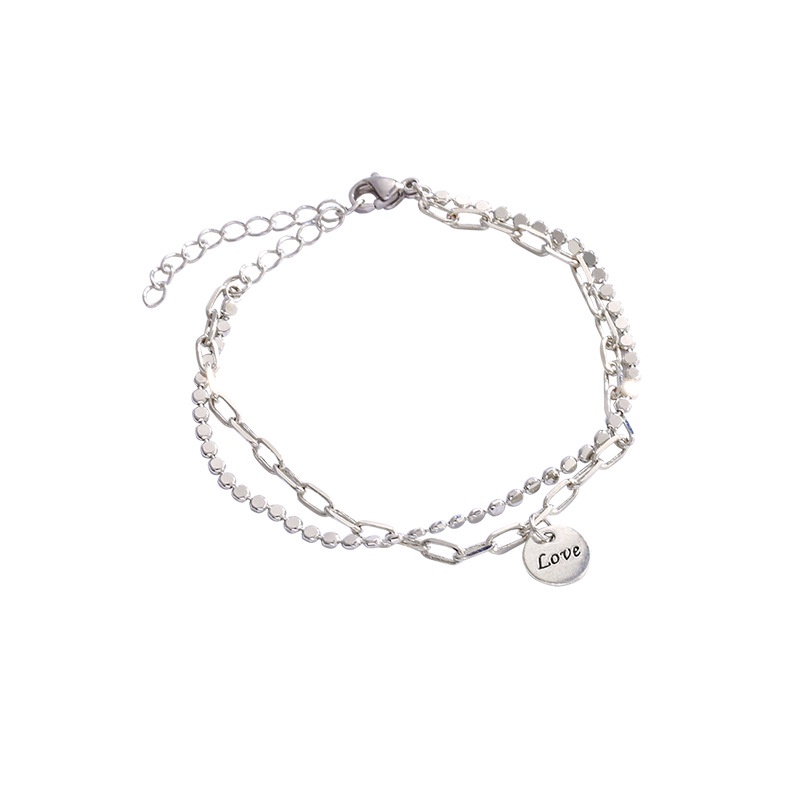 Vòng Tay Hai Lớp Họa Tiết Chữ Phong Cách Retro C206 Cho Cặp Đôi